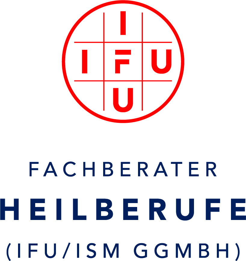 IFU Logo - Roter Kreis mit den Buchstaben I, I, F, U, U & Schriftzug Fachberater Heilberufe (IFU ISM GGmbH)